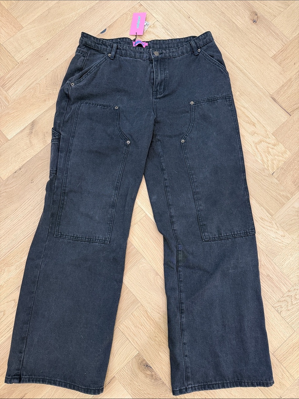 Edikted Black Wide-Leg Carpenter Jeans